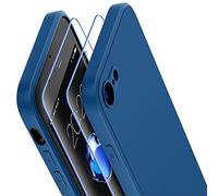 Losvick Case for iPhone SE 2022/2020, iPhone 8/7 with 2 x Tempered Screen Protector, Liquid Silicone Soft Shockproof Bumper - Midnight Blue