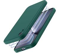 Losvick Case for iPhone XR Liquid Silicone with 2 x Tempered Glass Screen Protector, iPhone XR Case TPU Soft Slim Shockproof Bumper Phone Case Cover for iPhone XR - 6.1 inch - Dark Green