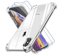 Losvick iPhone X/XS Case - Transparent, Durable, Multi-Protected, Anti-Fingerprint Bumper Case with 2 Pack Tempered Glass Screen Protector