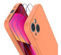 Losvick Liquid Silicone Case for iPhone 13 with 2 Pieces Tempered Glass Screen Protector, Ultra Thin with Microfibre, Camera Protection All-Round Protection, Anti-Scratch Shockproof Mobile Phone Case