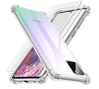 Losvick Samsung Note 10 Lite Case + 2 x Tempered Glass Screen Protector Transparent Silicone Ultra Thin Shockproof Yellow Transparent