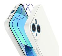 Losvick Silicone Case for iPhone 13 with 2 Pack Screen Protector, iPhone 13 Case Shockproof Protective Soft Phone Case Fine - 6.1 inch - White