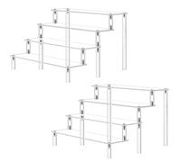 LOSYHU 2 Pack 4 Tiers Acrylic Riser Shelf, Clear Display Stand Organiser Acrylic Retail Riser for Amiibo Funko Figures Toys Perfume Desserts Cupcake Collections Cosmetic Jewelry (30x26x20cm)
