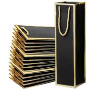 LOSYHU 20 Pack Wine Bottle Gift Bags, Sturdy Wine Paper Bags Bulk Single Wine Gift Bag with Handles, Reusable Single Bottle Carry Bag Champagne Tote Bag for Wedding Birthday Anniversary