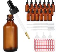 LOSYHU 20PCS 60ml Amber Dropper Bottle Glass Dropper Bottles Oil Bottles 2 oz Pipettes Sample Dropper Bottle for Essential Oils Perfumes Liquids Chemistry Lab