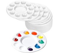 LOSYHU 30 PCS Round Paint Palettes 17cm Plastic Paint Tray Palette with 10 Wells and 1 Central Reservoir, White Round Art Paint Palettes Bulk for Acrylic Oil Watercolor Craft DIY Art Painting