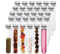 LOSYHU 30 PCS Test Tubes 45ml Plastic Test Tubes with Screw Caps Clear Container Tubes Plastic Sample Storage Tube for Candy Storage, Scientific Party, Liquids, Bath Salts, Beads & Flowers