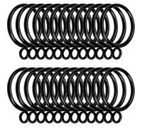 LOSYHU 50 PCS Metal Curtain Rings 38mm Large Curtain Hanging Ring with Fixed Eye Metal Drapery Pole Rings Drape Sliding Eyelet Rings fit Rods up to 35mm Diameter (Black)