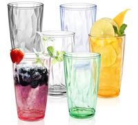 LOSYHU 6 Pack 500ml Plastic Tumblers, Reusable Plastic Drinking Glasses, Unbreakable Acrylic Plastic Highball Glasses for Picnics, Camping, Parties, Everyday Use, BPA Free