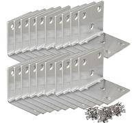 LOSYHU Angle Brackets Pack of 20, 40 x 40mm L-Shaped Bracket Heavy Duty Corner Bracket for Wood 90 Degree Metal Steel Brackets with Installation Hardware for DIY Furniture Fixation