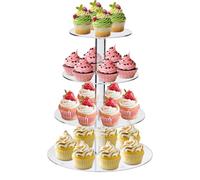 LOSYHU Cupcake Stand 4 Tier Cake Stand, Reusable Cake Dessert Tower Clear Cupcake Display Tower Tiered Cupcake Holder Acrylic Cupcake Tower Display for Birthday Party Wedding Baby Shower