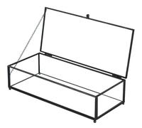 LOSYHU Glass Keepsake Box Black Glass Jewelry Boxes with Hinged Lid, Rectangle Vintage Lidded Glasses Box for Display Vanity Decor Storage Rings Trinket Bracelet, 9 x 6 x 2.5 inch