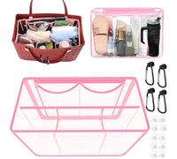 LOSYHU Large Bag Organizer Insert for Bogg Bags Clear Insert Pouch Compatible with Bogg Bag, Organizer Accessories for X Large Beach Bags, Organizing and Divide Space (Clear-Pink)