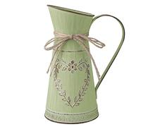 LOSYHU Vintage Metal Jug Vase for Flowers, Shabby Chic Flower Jug, Farmhouse Green Galvanized Flower Vase with Handle, Rustic Decor Vase Metal Flower Bucket Pitcher for Garden Home Decoration