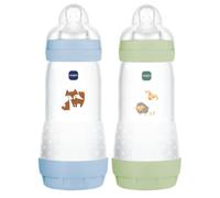 Lot de 2 Biberons - MAM - Easy Start - Anti-colique - 320 ml - Tétine débit 3 - Océan + Sable