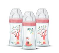 Lot de 3 biberons - DODIE - EB20 - 270 ml - Tétine plate - Rose