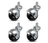 Lot de 4 roulettes pivotantes pour chaise de bureau, roulettes à billes de 50 mm, en nylon, rt galvanisé, silencieuses, avec tige filetée M8/M10, pour canapé, table basse, classeurs (2 freins +