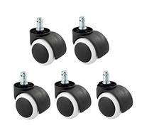 Lot de 5 roulettes de rechange universelles pour chaise de bureau (11 mm x 22 mm), roulettes pivotantes doubles, protection du sol, en polyuréthane, roulettes de rechange remplaçables (blanches)