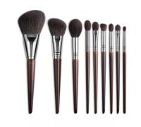 Lot de pinceaux de maquillage en poils de chèvre naturels, pour fard à paupières, fond de teint, blush, pour usage professionnel et personnel(XQ1457810111219)