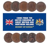 LOT OF 10 GREAT BRITAIN UNITED KINGDOM 1 PENNY COINS, KING EDWARD VII 1902-1910