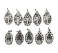 Lot of 10 Miraculous Medal 1" Charms with Jump Rings Included - Mary Our Lady of Grace Made in Italy by Venerare, Metal