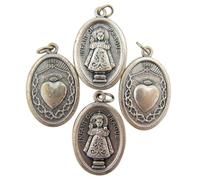 Lot of 4 Infant of Prague with Sacred Heart 1-inch Silver Tone Two Sided Medal by Lumen Mundi