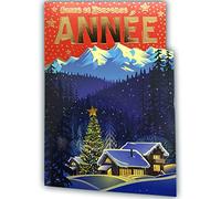 LOT10-61-4071-A BA Set of 10 Cards + 10 Envelopes - Golden Happy New Year Mountain Cut Out Star Collage