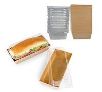 Lot45 Sandwich Paper Craft Box with Lid - 30pk 7.5in Long Sushi To Go Boxes Disposable Food Containers with Lids
