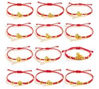 LOTADILO 12 Pcs Chinese New Year of The Horse Bracelets Adjustable Red String Horse Charm Bracelet