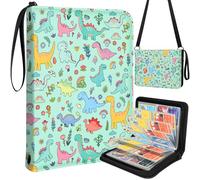 Lotadilo for 4 Pocket Card Binder with 440 Pockets - Trading Card Collection Album Folder for Men Boys Teens Cartoon Dinosaur Design for Sports Cards Game Cards with Zipper Hand Carrying Rope