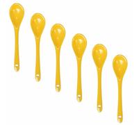 Lotatheta 6 pcs Yellow Porcelain Egg Spoons Ceramic Spoons 4.7 inch Coffee Dessert Yogurt Tea Milky Tea