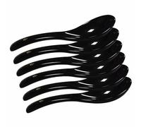 Lotatheta Black 6 pcs Porcelain Soup Spoon Ceramic Round-Bottom Asia Rice Spoons Chinese Won Ton Spoons for Home Kitchen Restaurant