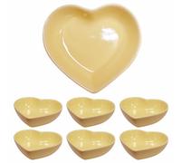 Lotatheta Yellow 6 pcs Soy Sauce Snack Dish Heart Shaped Porcelain Ceramic Dip Dipping Bowls 1.65 oz for Dinner Baking BBQ and Cooking