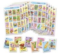 Loteria Fiesta Bingo Game Set in Spanish, Mexican Fiesta Loteria for 10 Players - 10 Boards and Full Deck of Cards
