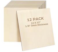 LotFancy 12Pcs Plywood Sheets 3 mm, 30 x 30 cm Basswood Sheets, Unfinished Wood Board for Laser Processing, DIY Crafts, Painting, Wooden Kit, Model Making