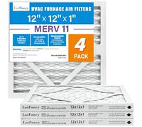 LotFancy 12x12x1 Air Filter MERV 11 4-Pack, Actual Size: 11.75"x11.75"x0.75", Electrostatic Pleated AC Furnace Air Filter, Captures Dust, Smog & Pet Dander