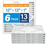 LotFancy 12x12x1 Air Filter MERV 13 Pet Smoke Smog Allergens Defense (6-Pack) Pleated HVAC Furnace Air Filters, Replacement for Home AC & Heating Systems, Actual Size: 11.75" x 11.75" x 0.75"