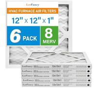 LotFancy 12x12x1 Air Filter MERV 8 6-Pack, Electrostatic Pleated Furnace & AC Filter, Captures Dust, Pet Hair, Pollen, Actual Size: 11.75"x11.75"x0.75"