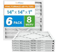 LotFancy 14x14x1 Air Filter MERV 8 6-Pack, Actual Size: 13.75"x13.75"x0.75", Electrostatic Pleated Furnace & AC Filter, Captures Dust, Pet Hair, Pollen