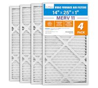 LotFancy 14x25x1 Air Filter, 4 Pack MERV 11 Pleated Furnace Air Filters Replacement for HVAC (Actual Size: 13.75"x24.75"x0.75")