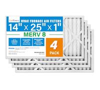 LotFancy 14x25x1 Air Filter MERV 8 4-Pack, Actual Size: 13.75"x24.75"x0.75", Electrostatic Pleated Furnace & AC Filter, Captures Dust, Pet Hair, Pollen