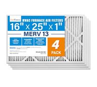 LotFancy 16x25x1 Air Filter MERV 13 4-Pack, Electrostatic Pleated HVAC Furnace Air Filter, Captures Pet Dander Smog Smoke, Actual Size: 15.75"x24.75"x0.75"