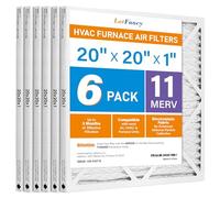 LotFancy 20x20x1 Air Filter,6 Pack,MERV11 Pleated Furnace Air Filters Replacement for HVAC (Actual Size: 19.75"x19.75"x0.75")