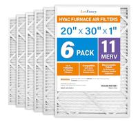 LotFancy 20x30x1 Air Filter MERV 11 6-Pack, Actual Size: 19.75"x29.75"x0.75", Electrostatic Pleated AC Furnace Air Filter, Captures Dust, Smog & Pet Dander