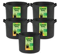 LotFancy 5-Pack 10 Gallon Grow Bags, Thickened Felt Fabric Pots with Reinforced Handles, Vegetables Planter Containers for Tomato, Potato, Lettuce, Black
