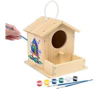 LotFancy Bird House Kits for Kids, Wooden Birdhouse Building Kit to Paint | DIY Bird Box, Arts and Crafts for Kids and Adults to Build and Paint, Including Paints and Brushes