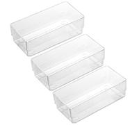 LotFancy Clear Plastic Drawer Organizer, 6'' x 3'' x 2'', Set of 3 Drawer Storage Containers Bins for Dresser Cosmetics Makeup, Stackable