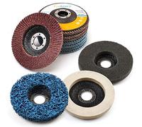 LotFancy Flap Disc 4 1/2 inches, 11 Grinding Polishing Discs Set for Angle Grinder, 40 60 80 120 Grit Assorted Pack, Sanding Wheels, Strip Disc, Nylon & Felt Polishing Disc Kit