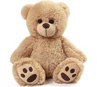 LotFancy Teddy Bear Plush Toy, 38 cm Cuddly Toys Large Brown Bear Cute Stuffed Toy with Footprints Gifts for Kids Girls Girlfriend Birthday, Christmas Toys