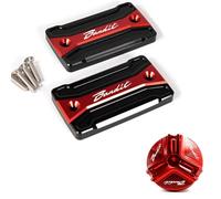 LOTFI Fit For SUZUKI BANDIT 650 GSF S650 Bandit 1250 S 1200/1200S Accessories Motorcycle Brake Fluid Reservoir Cover Engine Oil Filler Cap (Size : A Set Red)